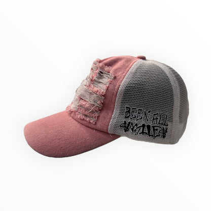 PINK DISTRESSED TRUCKER