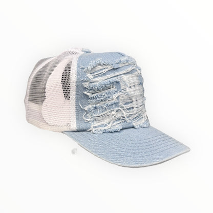 BABY BLUE DISTRESSED TRUCKER