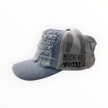 BABY BLUE DISTRESSED TRUCKER