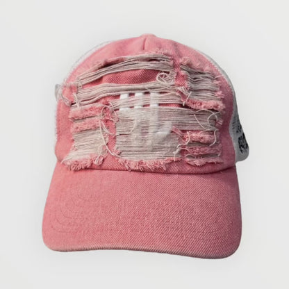 PINK DISTRESSED TRUCKER